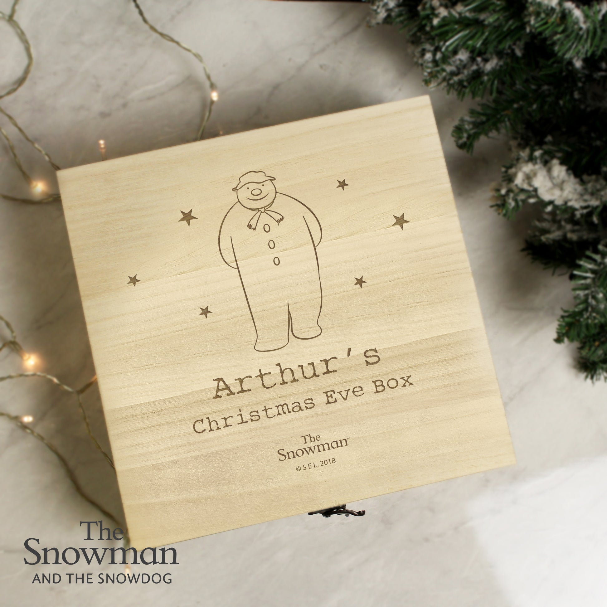 Personalised The Snowman Large Wooden Christmas Eve Box - image 3