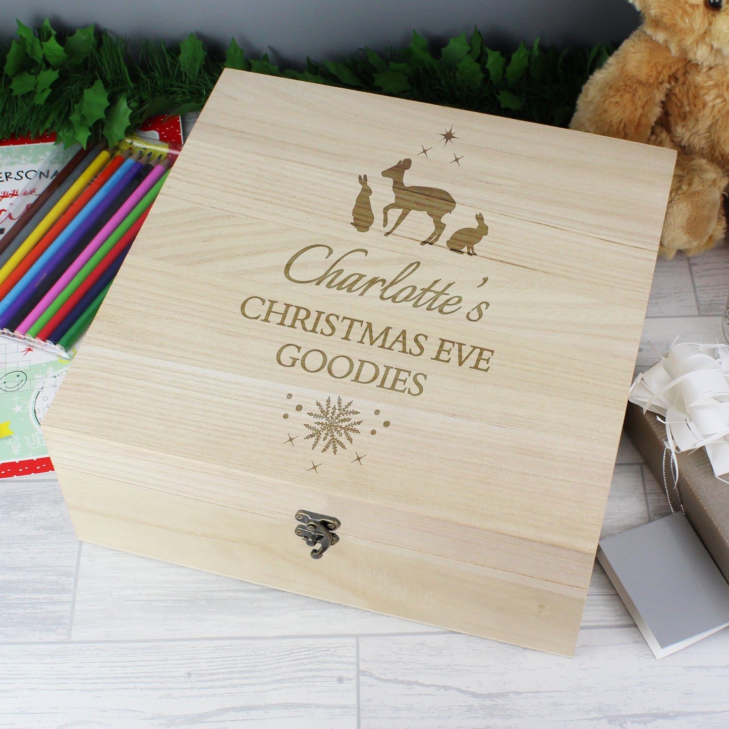 Personalised Christmas Large Wooden Keepsake Box from Heartfelt Gifts
