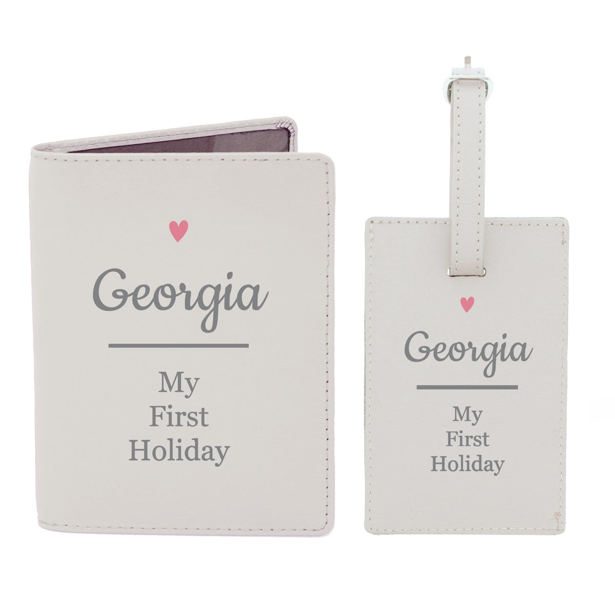 Personalised pink heart cream passport holder
