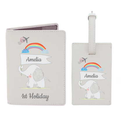 Personalised Hessian elephant passport holder with child’s name
