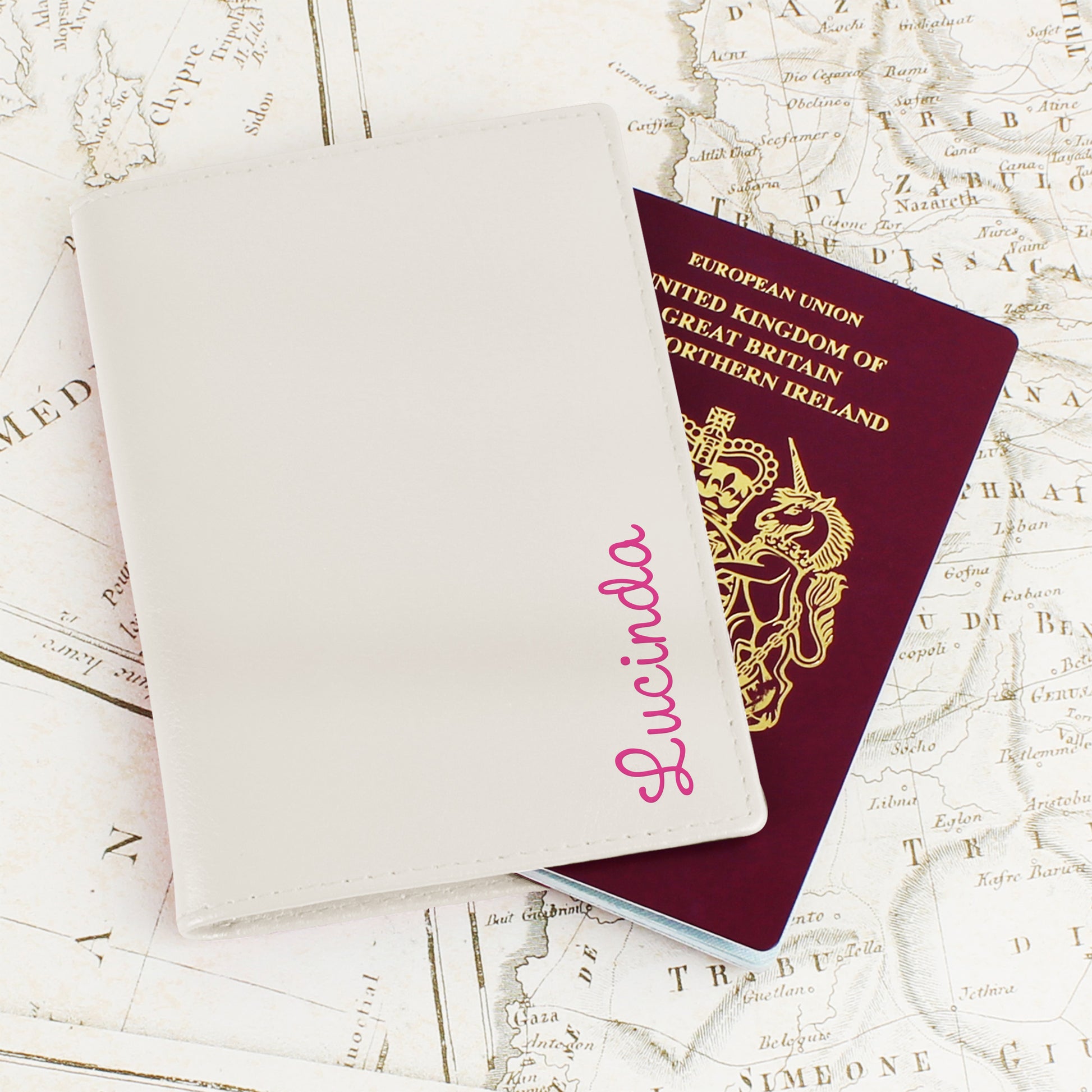 Personalised Pink Name Cream Passport Holder - image 6