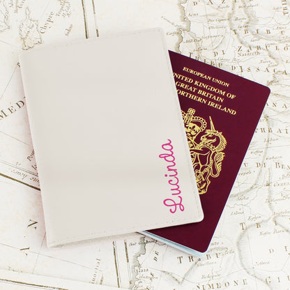 Personalised Pink Name Cream Passport Holder - image 6