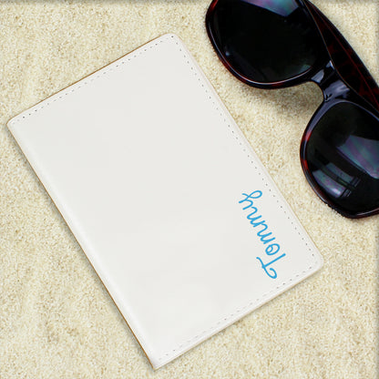 Personalised Blue Name Cream Passport Holder - image 3