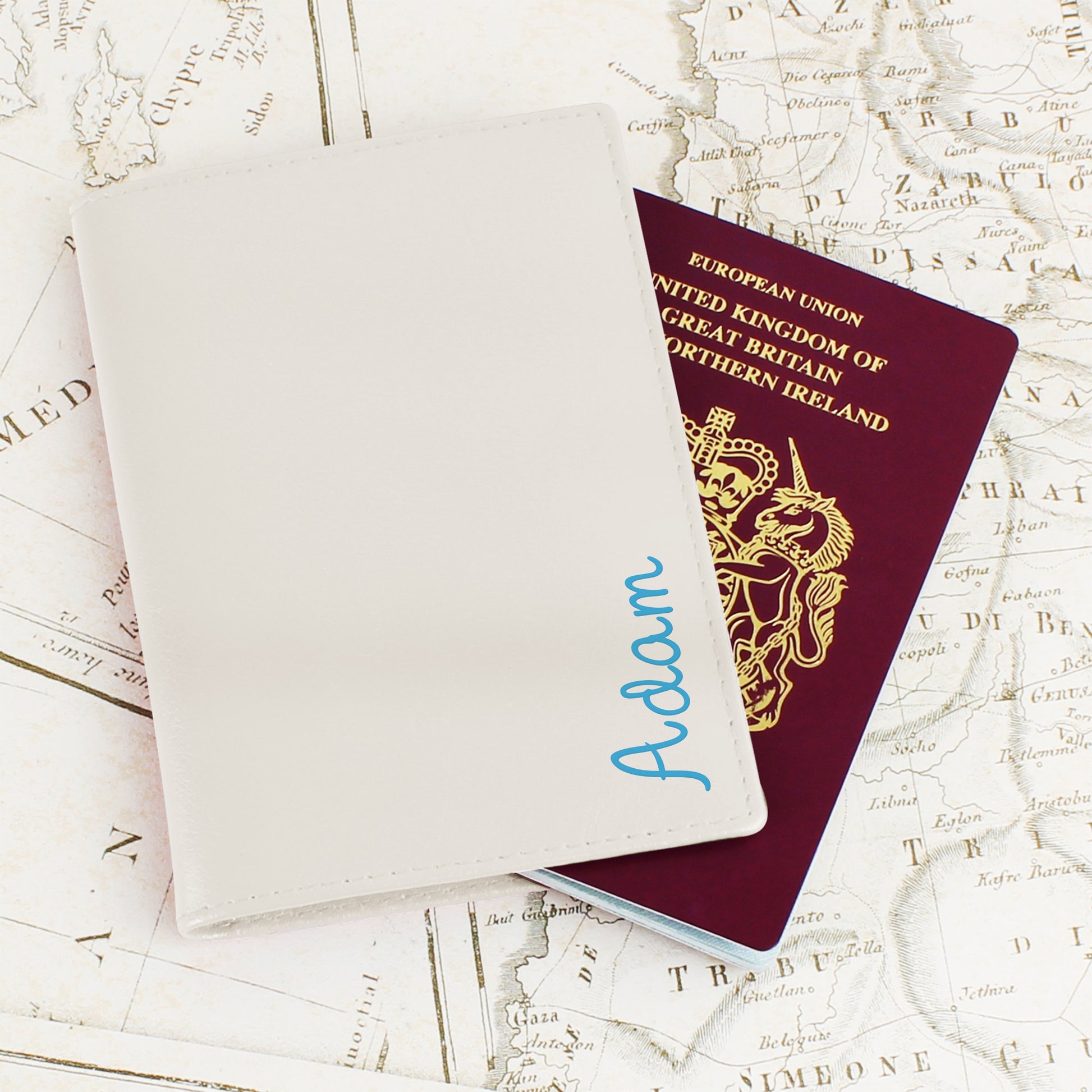 Personalised Blue Name Cream Passport Holder - image 5