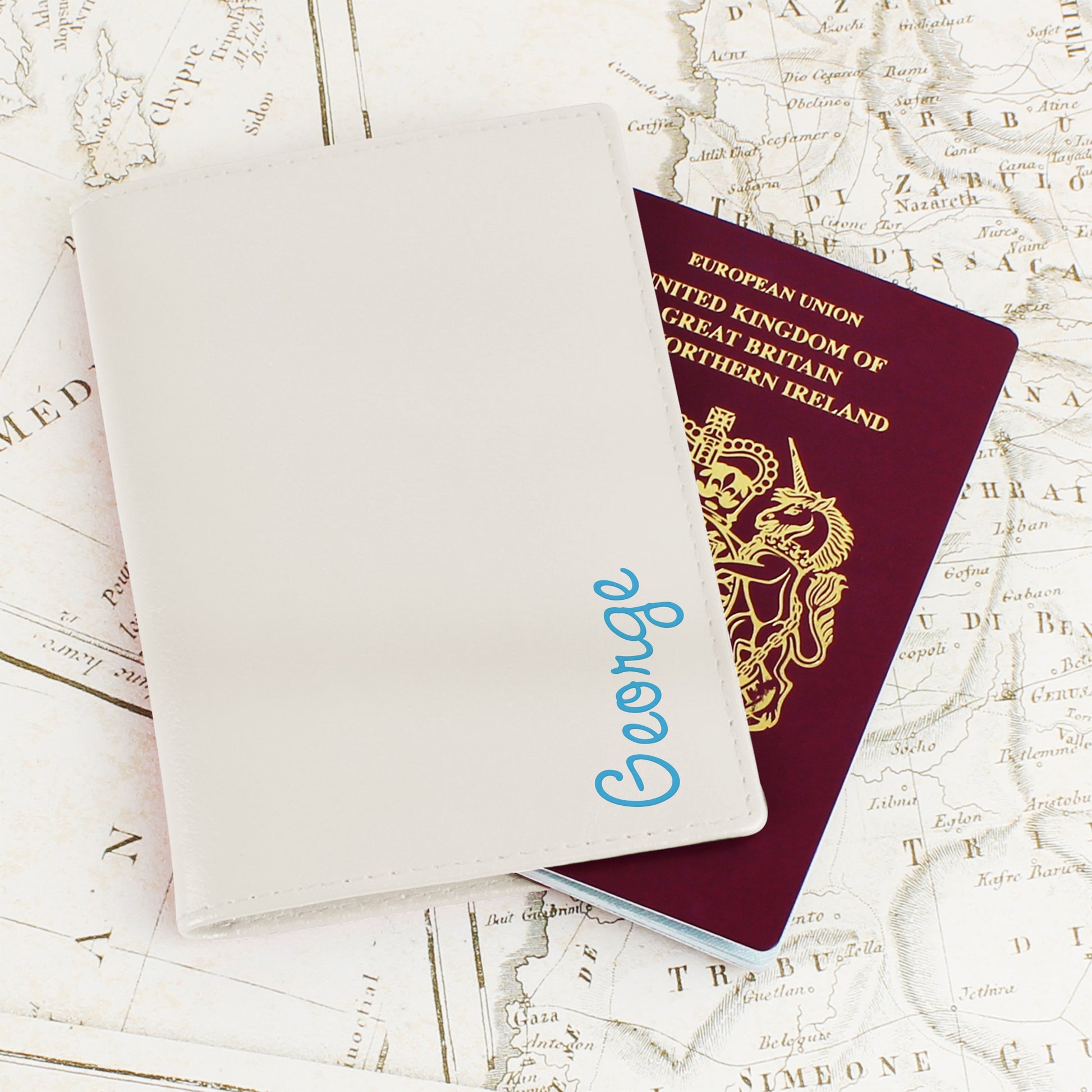 Personalised Blue Name Cream Passport Holder - image 6