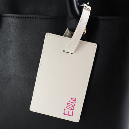 Personalised Pink Name Cream Luggage Tag from Heartfelt Gifts