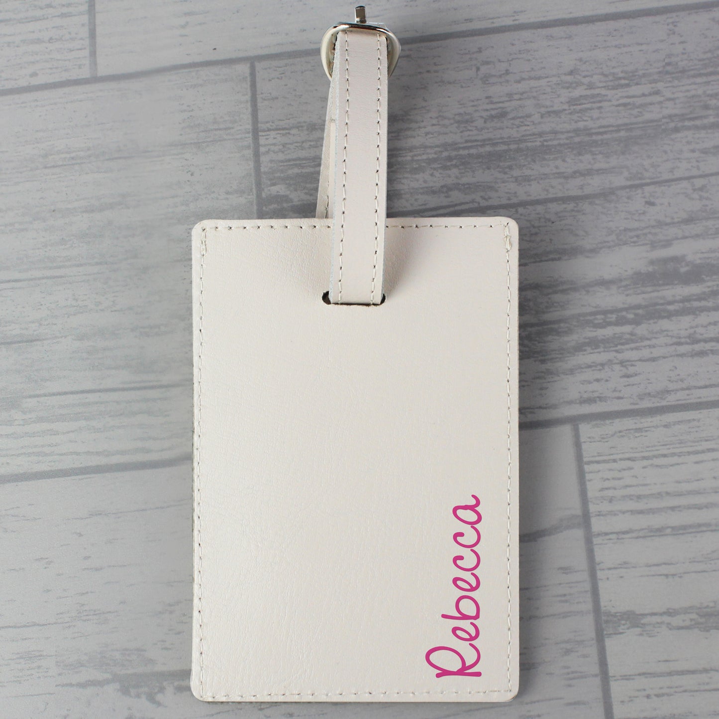 Personalised Pink Name Cream Luggage Tag - image 3