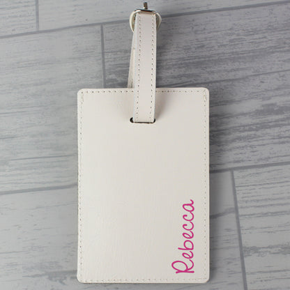 Personalised Pink Name Cream Luggage Tag - image 3