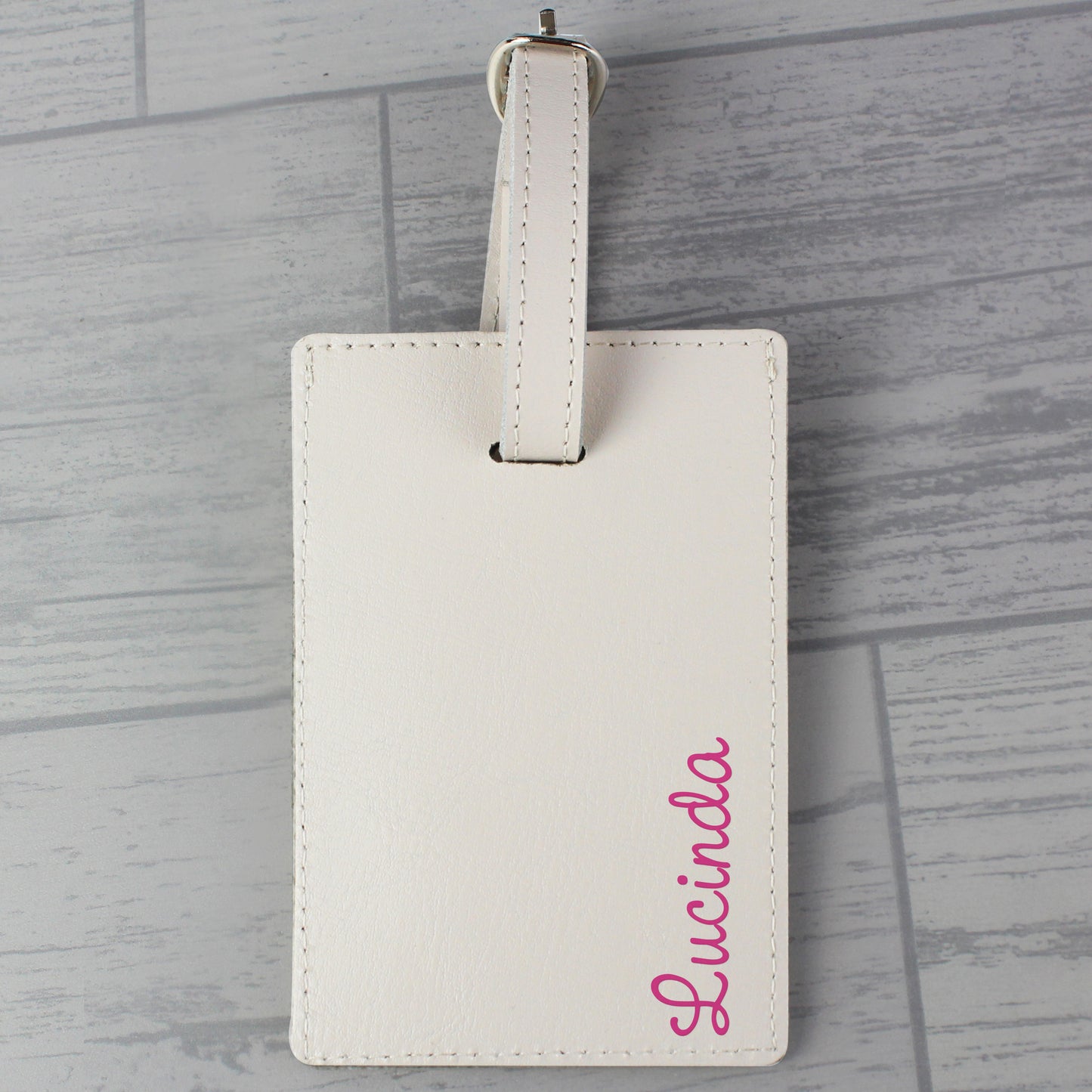 Personalised Pink Name Cream Luggage Tag - image 4