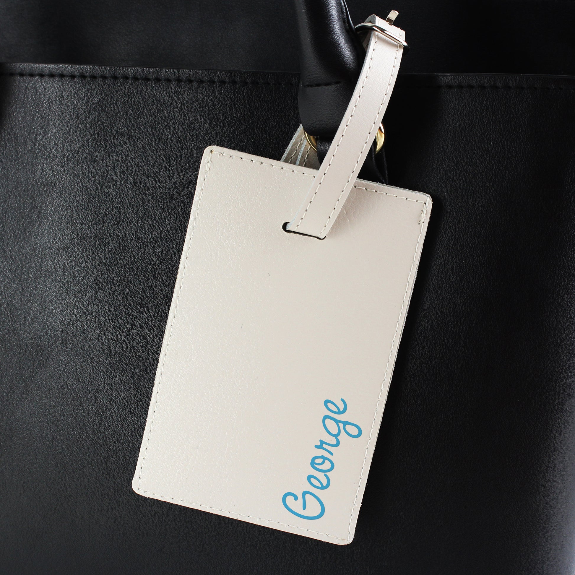 Personalised Blue Name Cream Luggage Tag from Heartfelt Gifts