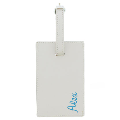 Personalised Blue Name Cream Luggage Tag - image 2