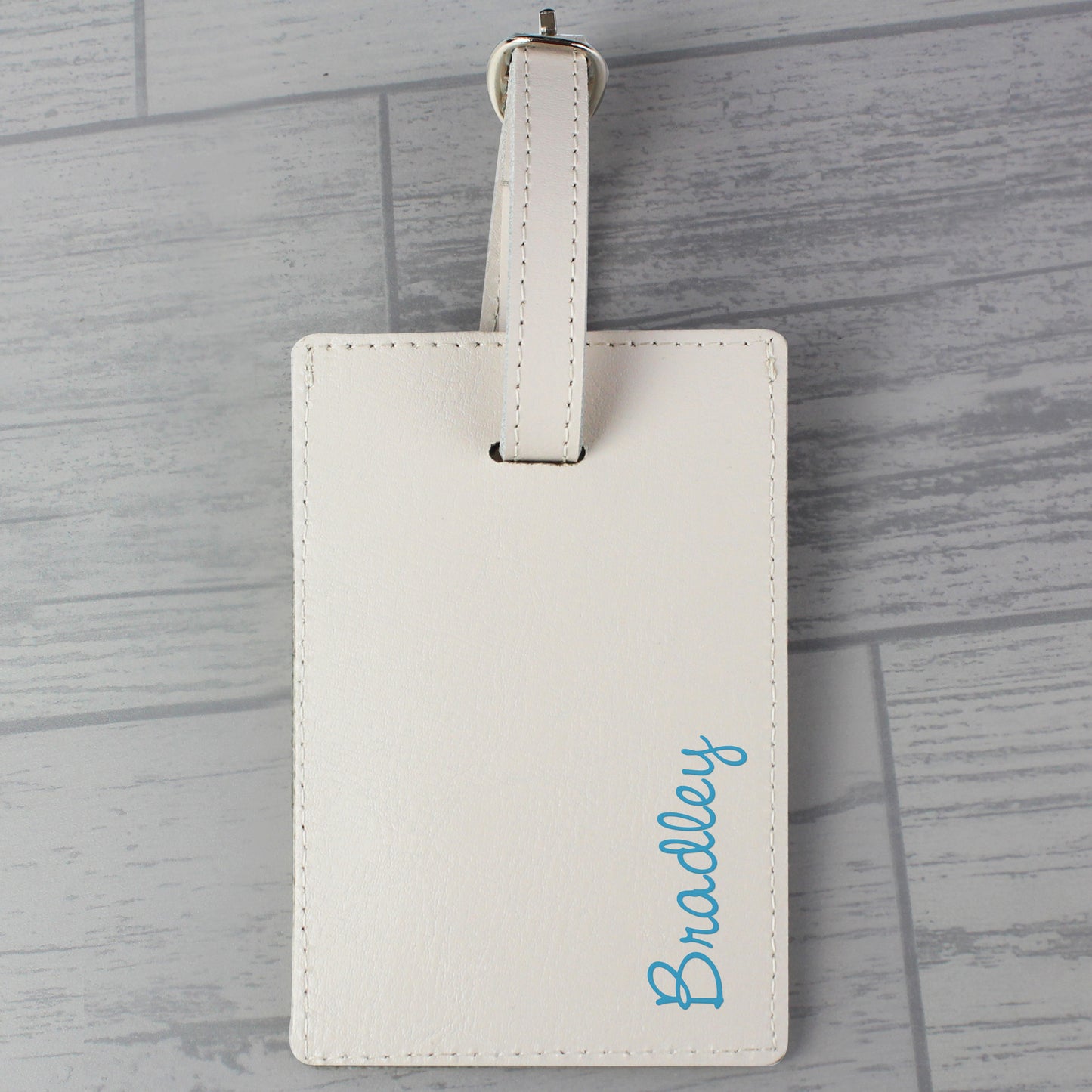 Personalised Blue Name Cream Luggage Tag - image 3