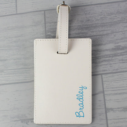 Personalised Blue Name Cream Luggage Tag - image 3