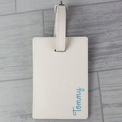 Personalised Blue Name Cream Luggage Tag - image 4