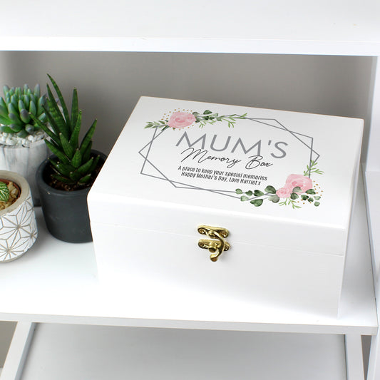 Personalised Abstract Rose White Wooden Keepsake Box from Heartfelt Gifts