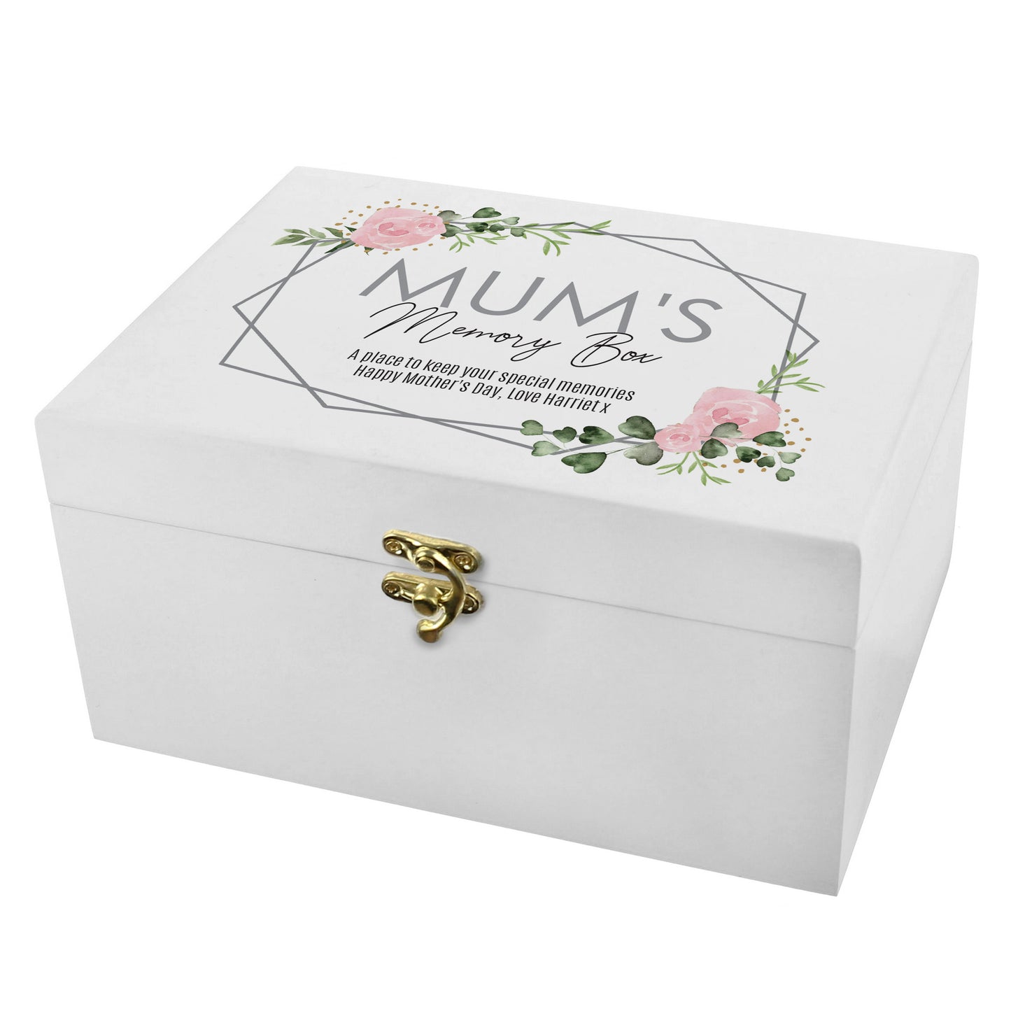 Personalised Abstract Rose White Wooden Keepsake Box - image 2