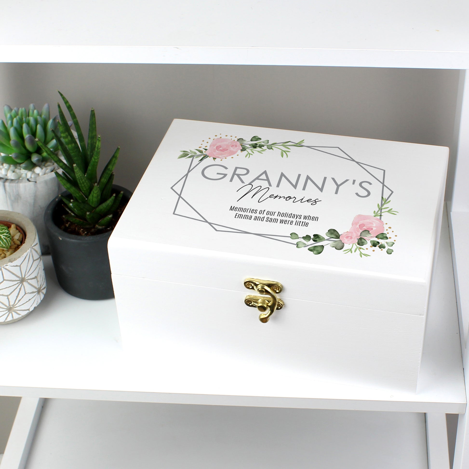 Personalised Abstract Rose White Wooden Keepsake Box - image 3