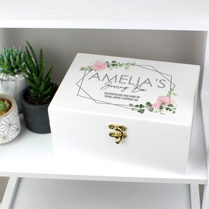 Personalised Abstract Rose White Wooden Keepsake Box - image 4