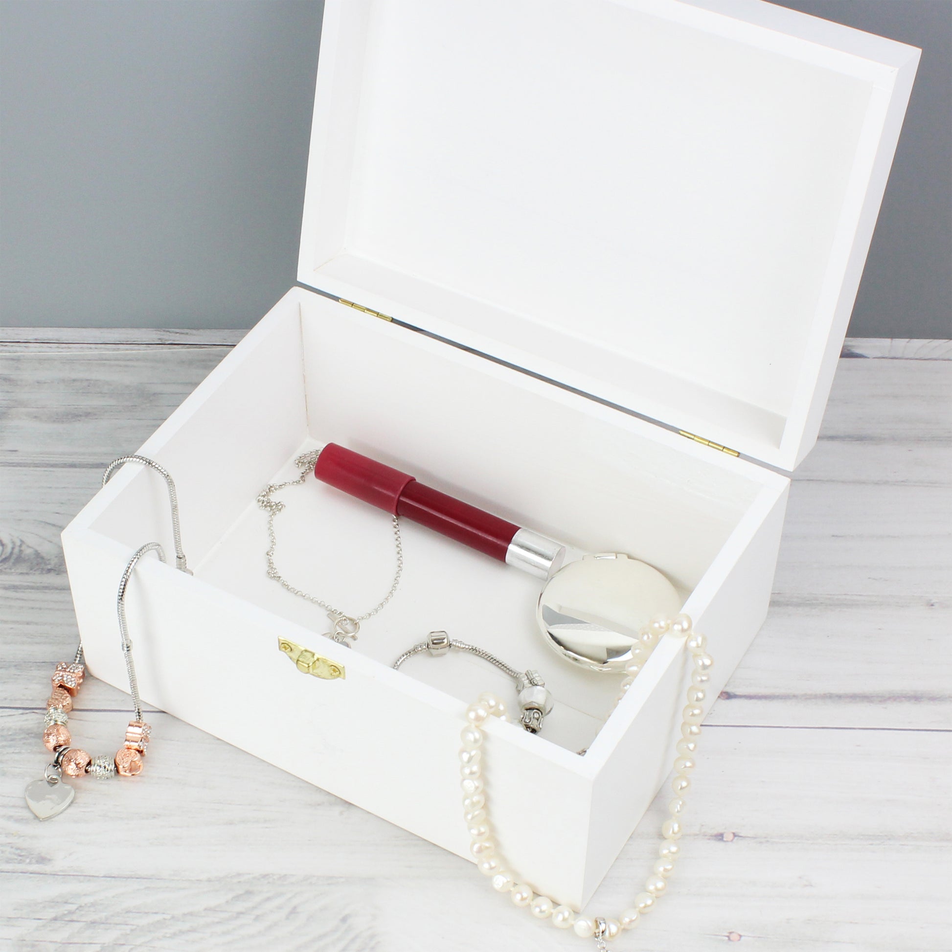 Personalised Abstract Rose White Wooden Keepsake Box - image 8