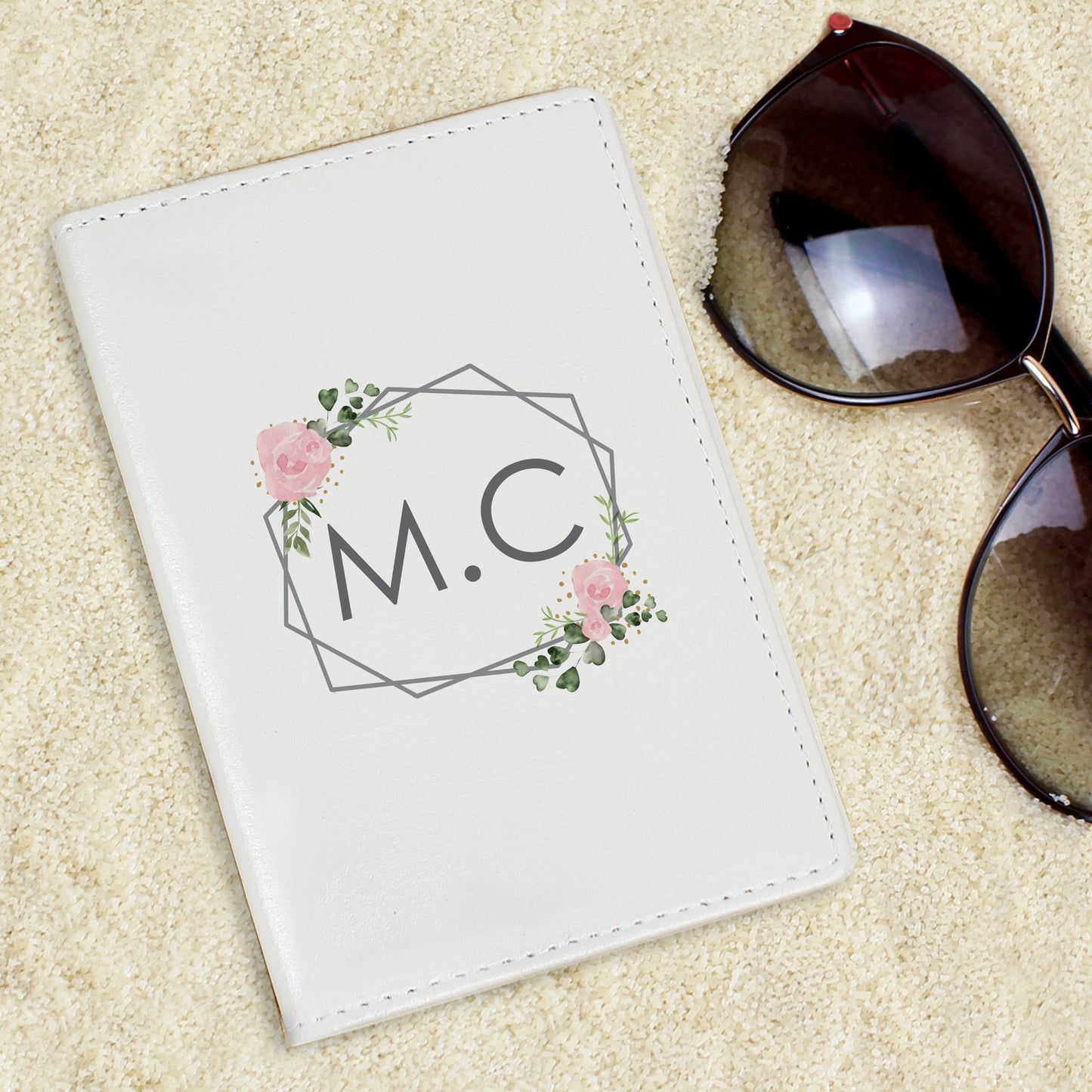 Personalised Floral Cream Passport Holder - image 3