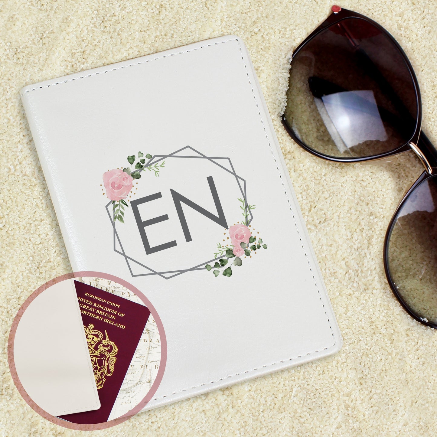 Personalised Floral Cream Passport Holder - image 4