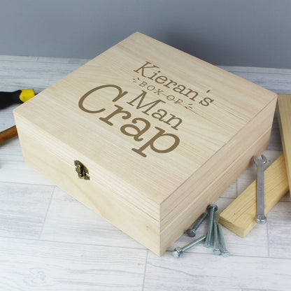Personalised Box of Man Crap Large Wooden Keepsake Box from Heartfelt Gifts