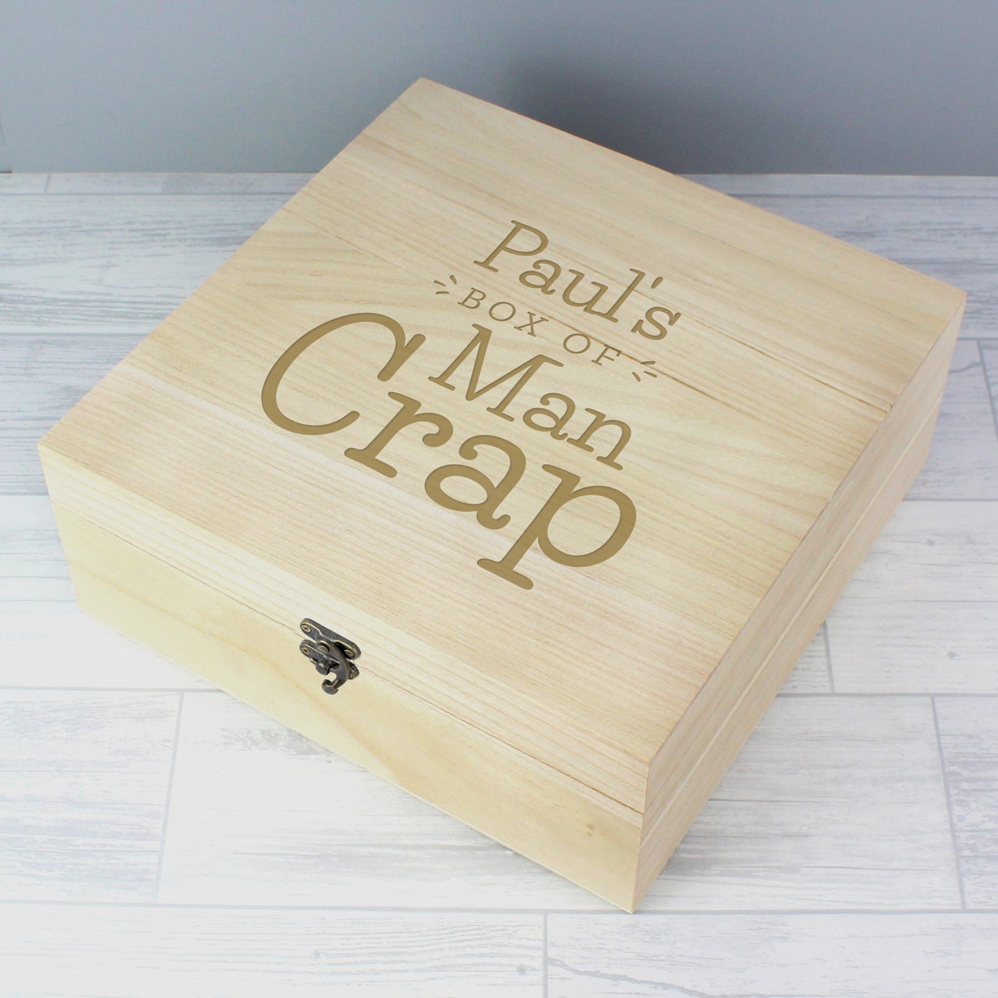 Personalised Box of Man Crap Large Wooden Keepsake Box - image 3