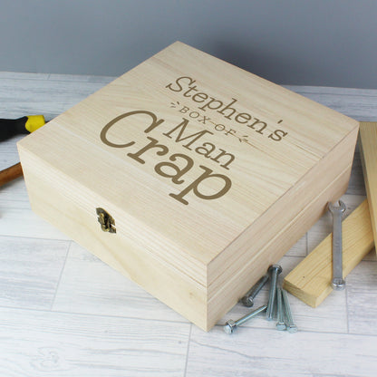 Personalised Box of Man Crap Large Wooden Keepsake Box - image 5