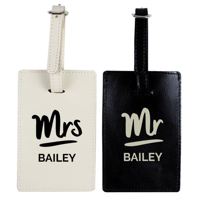 Personalised Mr & Mrs Black & Cream Luggage Tag Set - image 2