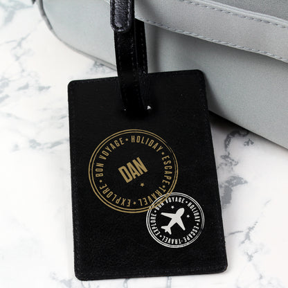 Personalised Stamped Black Luggage Tag from Heartfelt Gifts