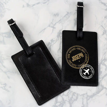 Personalised Stamped Black Luggage Tag - image 3