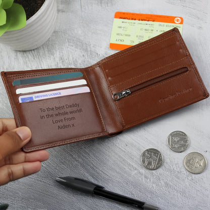 Personalised Free Text Tan Leather Wallet from Heartfelt Gifts