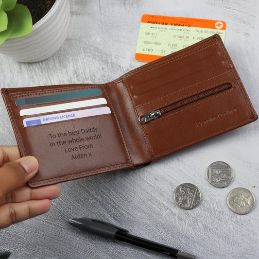 Personalised Free Text Tan Leather Wallet from Heartfelt Gifts