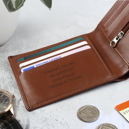 Personalised Free Text Tan Leather Wallet - image 2