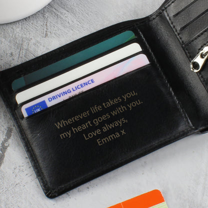 Personalised Free Text Black Leather Wallet - image 4