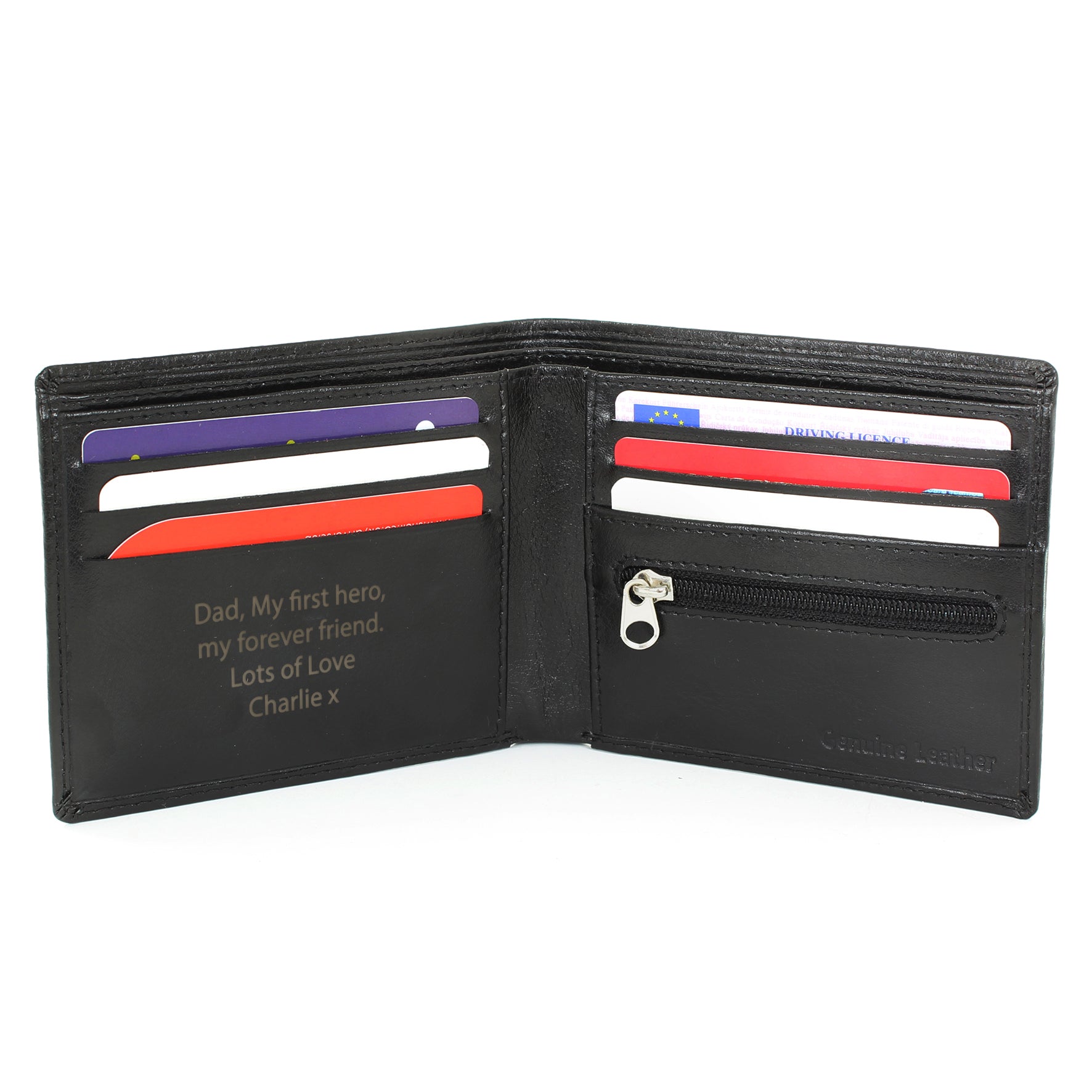 Personalised Free Text Black Leather Wallet - image 5