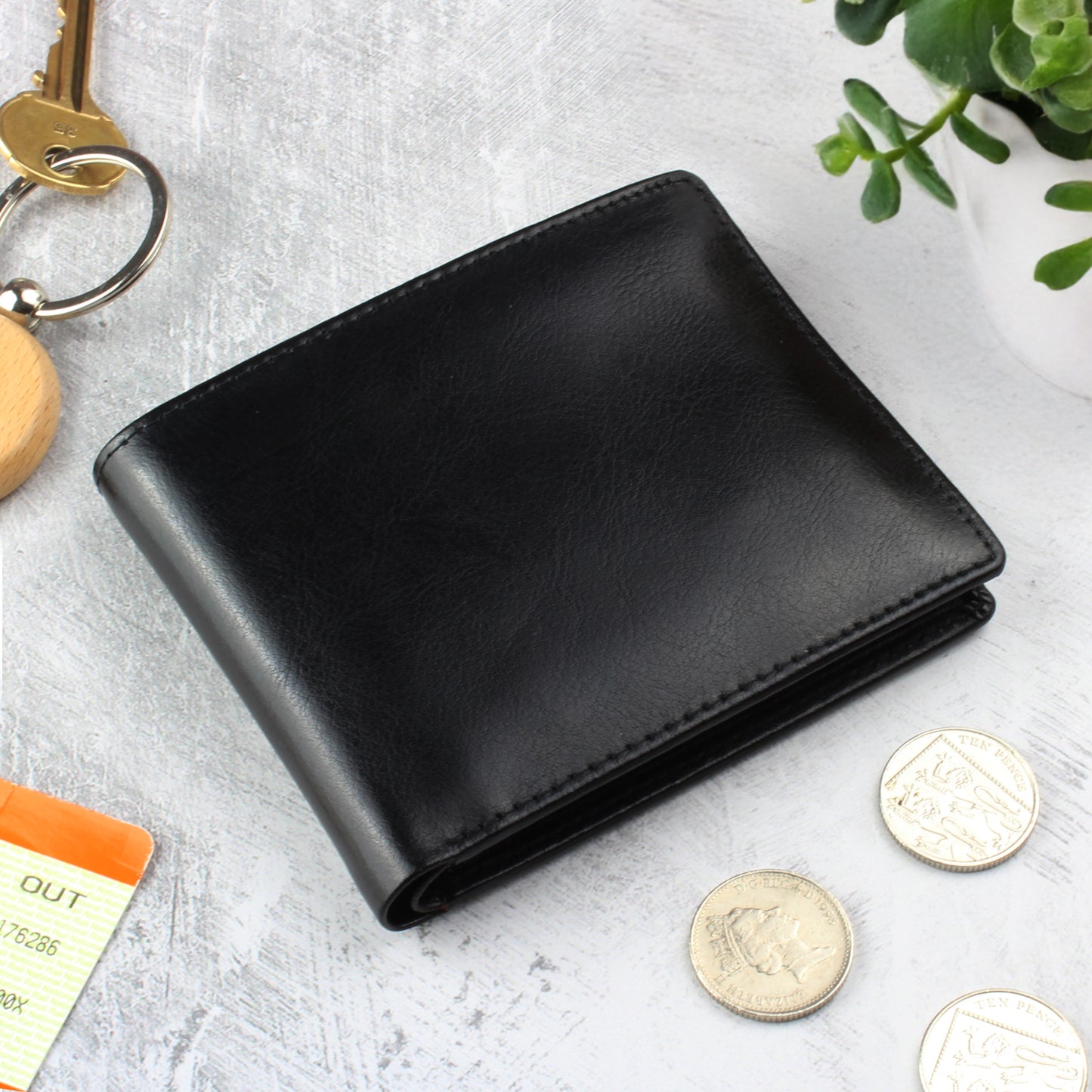 Personalised Free Text Black Leather Wallet - image 6