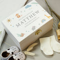 Personalised Safari Animals White Wooden Keepsake Box from Heartfelt Gifts