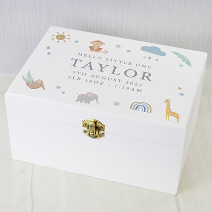 Personalised Safari Animals White Wooden Keepsake Box - image 7