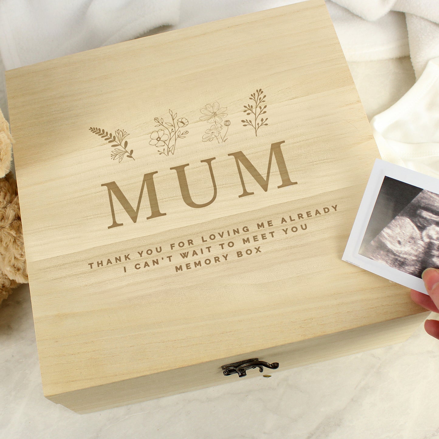 Personalised Engraved Floral Wooden Keepsake Box - image 4
