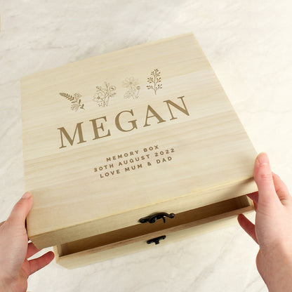Personalised Engraved Floral Wooden Keepsake Box - image 6