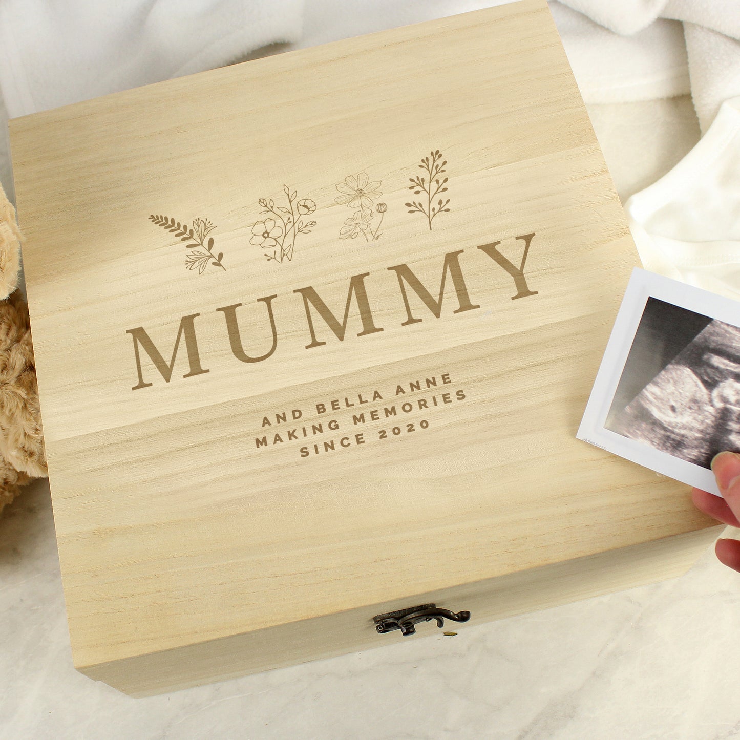 Personalised Engraved Floral Wooden Keepsake Box - image 7