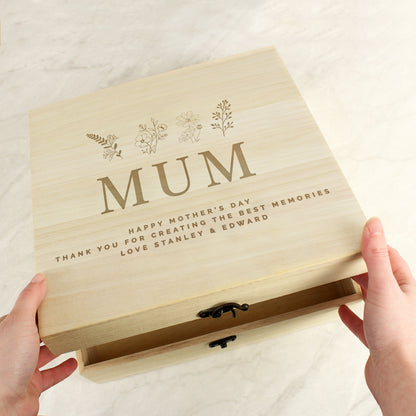 Personalised Engraved Floral Wooden Keepsake Box - image 8