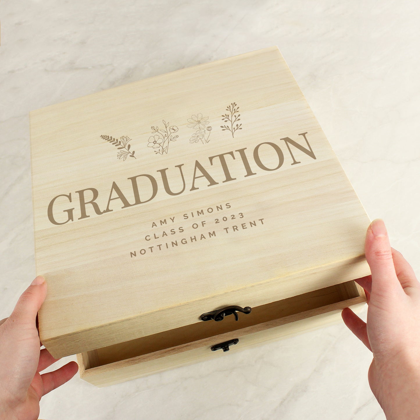 Personalised Engraved Floral Wooden Keepsake Box - image 9