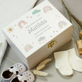 Personalised Rainbow White Wooden Keepsake Box from Heartfelt Gifts