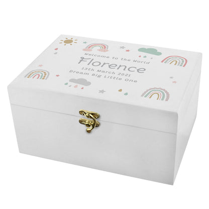 Personalised Rainbow White Wooden Keepsake Box - image 5