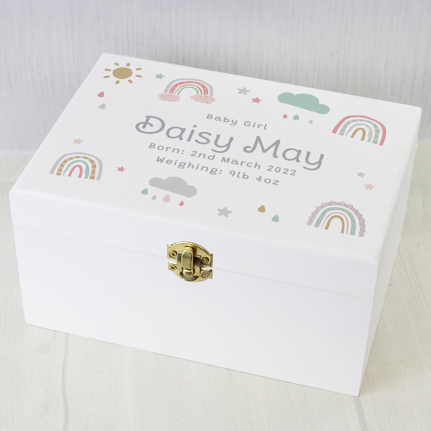 Personalised Rainbow White Wooden Keepsake Box - image 7