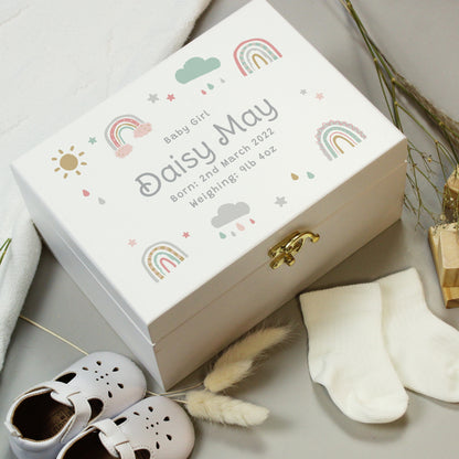 Personalised Rainbow White Wooden Keepsake Box - image 8