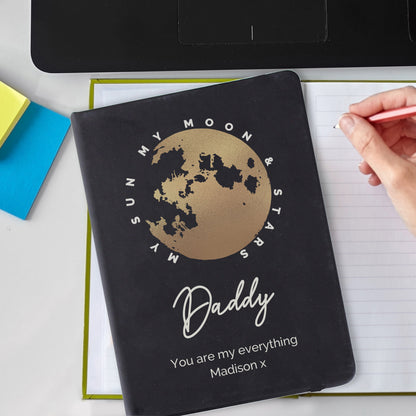 Personalised Moon & Stars Black Hardback Notebook from Heartfelt Gifts