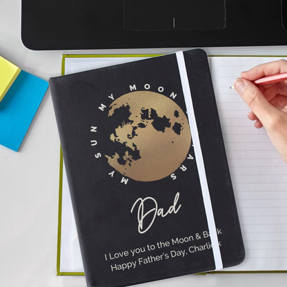 Personalised Moon & Stars Black Hardback Notebook - image 2